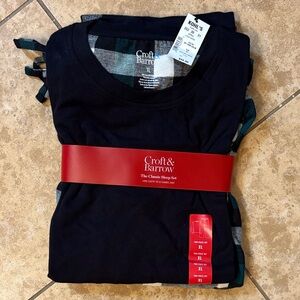 Croft & Barrow Plaid Black and Teal Sleepwear Set